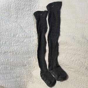 Elegant Charcoal Women's Knee-High Barre Socks